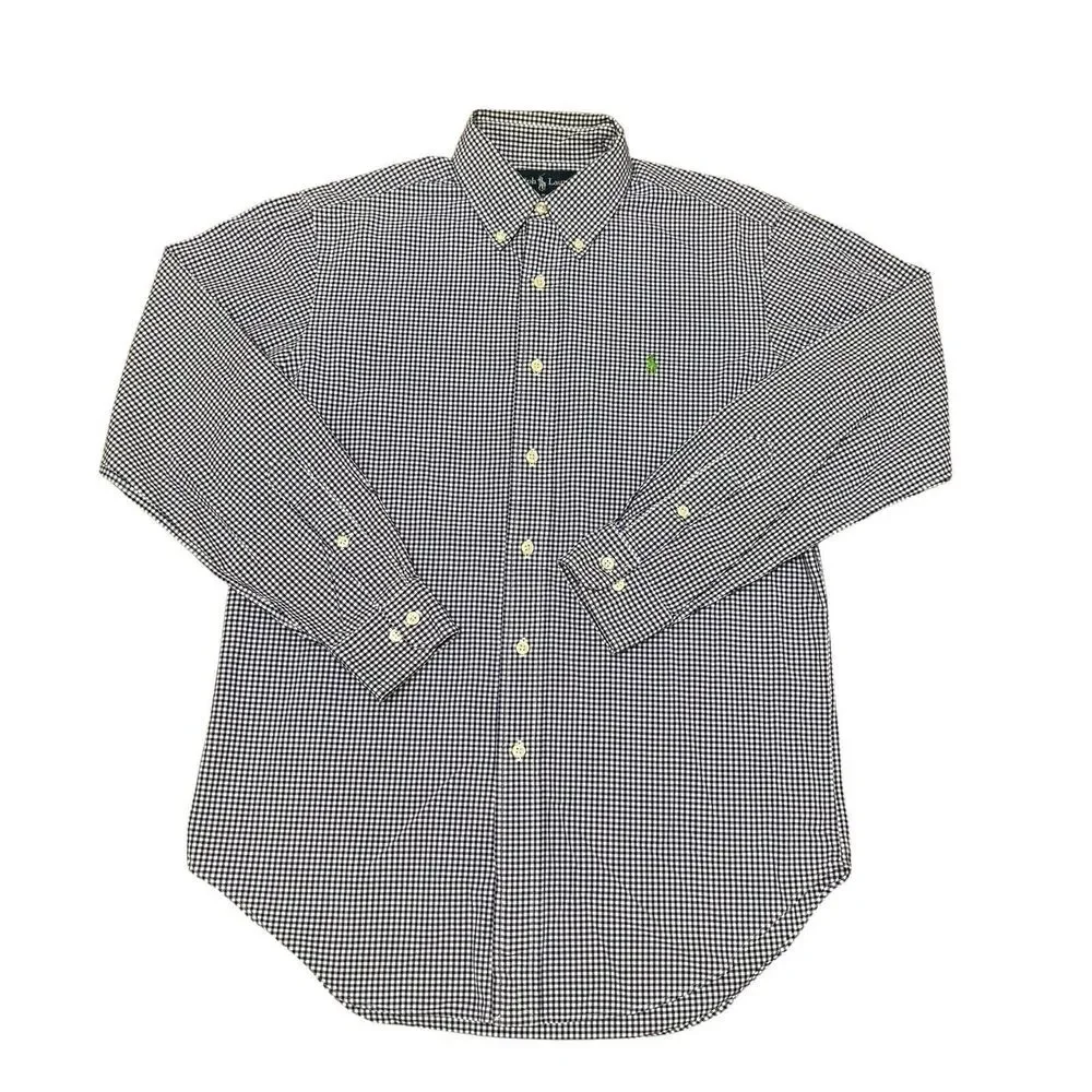 Polo Ralph‎ Lauren Shirt Mens 15 32 33 Blue Gingham Check Long Sleeve